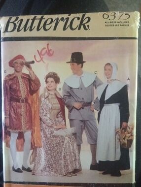 Butterick Vintage Pattern, Pilgrim & Period Costumes, (OUT OF PRINT) All Sizes
